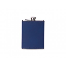 8oz/240ml Stainless Steel Flask with PU Cover (Blue W/ Silver)（10/pcs）